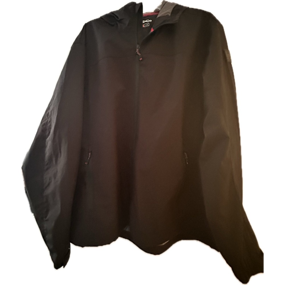 Hawke & Co Performance Windbreaker‎ Jacket Black Mens LG Full Zip Pockets Hood